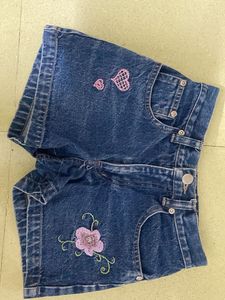 Embroidered Denim Shorts