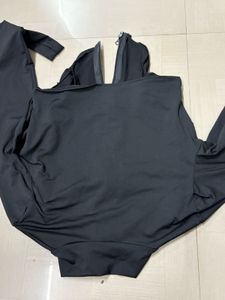 Edgy Buckled Black Crop Top
