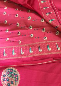 Vibrant Pink Saree and blouse with zari border