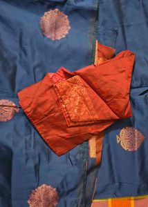 Blue & Red Silk Saree