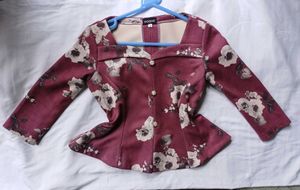 Chic Floral Print Peplum Top