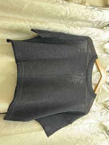 Sparkly Black Cropped Knit Top