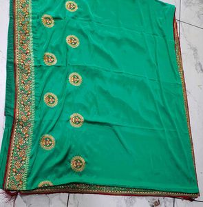 Green Embroidered Saree