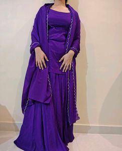 Anayna Purple Short Kurti Set with Skirt &amp; Dupatta