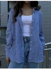 Blue Striped Oversized Shirt
