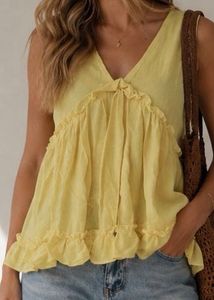 Yellow Ruffle Tank Top