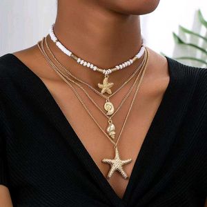 Boho Layered Starfish & Shell Necklace