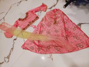 Elegant Girls' Pink Lehenga Choli Set