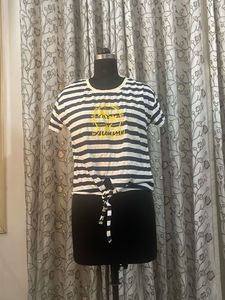 Striped Tie-Front T-Shirt
