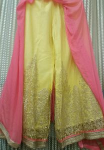 Suit With Flaired plazo N Dupatta