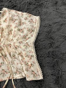 Floral Print Girls Top &amp; Shorts Set