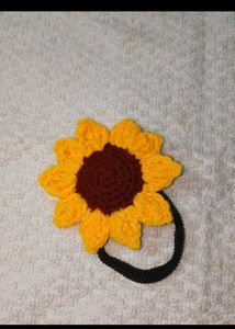 Crocheted Sunflower Hair Tie