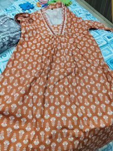 Elegant Orange Printed Kurta set new without tag