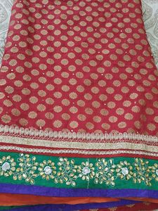 Designer Red Silk Saree with Embellish(bridal)