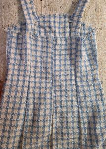 Chic Blue &amp; Beige Plaid Tweed Dress