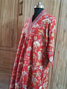 Red Floral Print Kurta Set