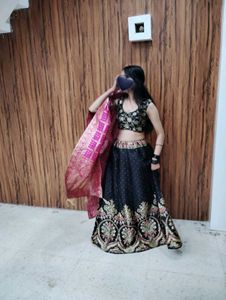 Elegant Black & Pink Lehenga Choli