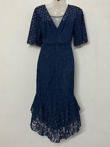 Pintresty Elegant Navy Lace maxi Dress