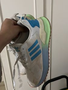 Adidas White &amp; Blue Sneakers