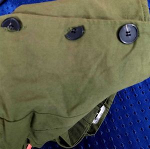 Olive Green Belted Crop Top