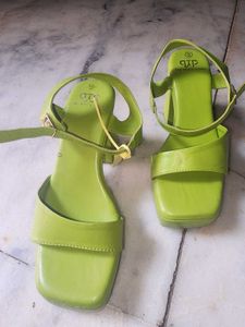Vibrant Green Platform Heels