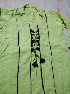 Lime Green Kurta with Black Trim suit set