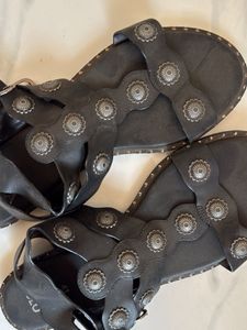 Stylish Black Embellished Flat Sandals