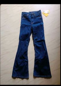High-Waisted Flared Blue Jeans