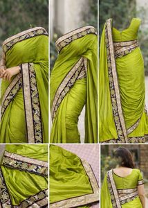 Elegant Designer Green Saree with Stitched Blouse