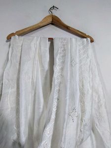 White Embroidered Dupatta (Women's)