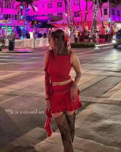 Chic Ruffles Red Co-ord Set