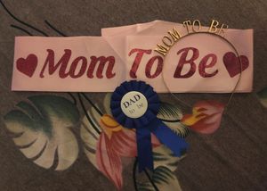 Baby Shower Sash Hairband Crown Badge Mom Dad Tobe