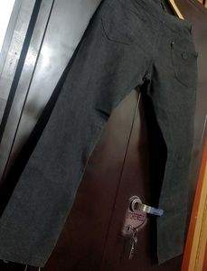 Charcoal White Dots Print Denim Jeans 34 Waist