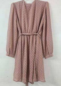 Rose Self Design Dobby weave Wrap Dress &amp; Belt