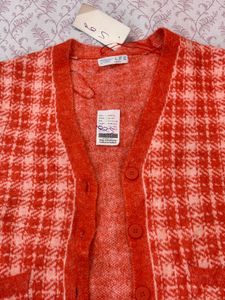 Orange Plaid Knit Vest