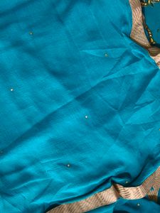 Teal &amp; Gold Embroidered Salwar Kameez