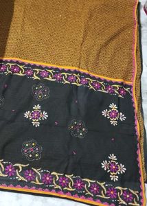 beautiful cotton embroidery saree