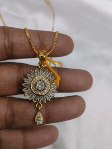 Cubic Zirconia Gold Pendant Set