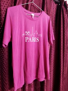 Pink Paris Skyline Graphic T-Shirt