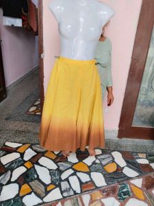 Yellow &amp; Brown Ombre Flared Skirt