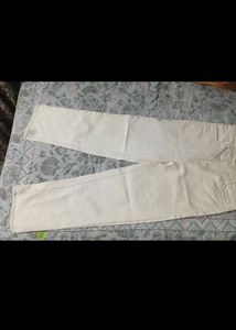 Cream High-Waisted Wide-Leg Jeans
