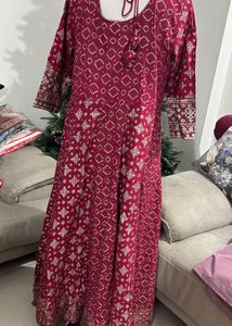Biba Anarkali Maroon Printed Kurta