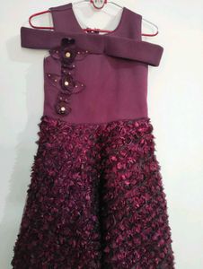 Wine Colour Party Wear Frock