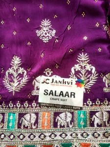 Elegant Purple Crape Suit with Intricate Embroider