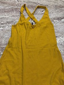 Mustard Yellow Criss-Cross Back Dress