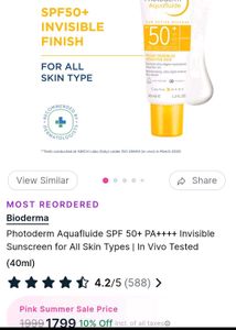 Bioderma Sunscreen SPF 50+ Invisible Finish