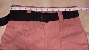 Dusty Rose Cargo Pants with Belt