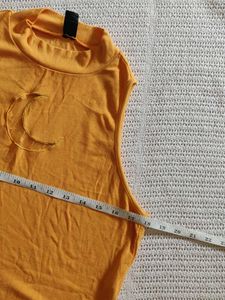 Orange Sleeveless Crop Top with Moon Graphic