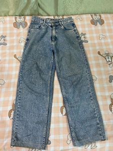 Washed Blue Wide Leg Jeans
