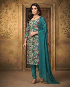 Stylish Teal Floral Kurta Set